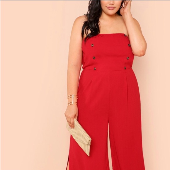 NEW•2X-4X•ROSALIE RED ELEGANT JUMPSUIT - Picture 5 of 15